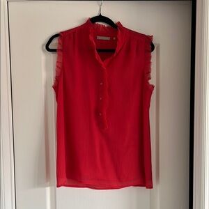 Women’s Pink High Neck Sleeveless Ruffle Blouse